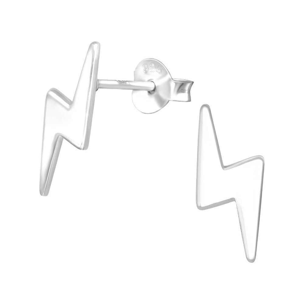 Sterling Silver Lightning Bolt Stud Earrings 13mm